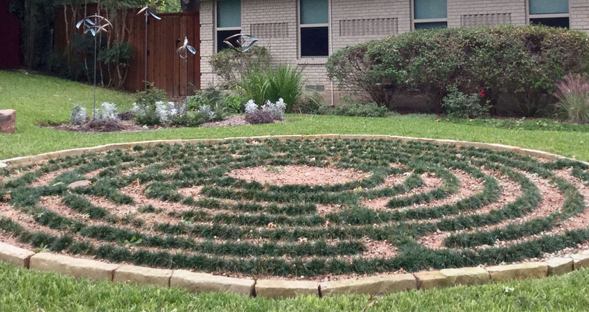 Labyrinth garden landscape installation complete