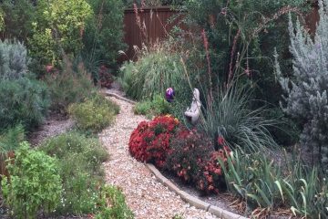 Xeriscape Garden Path with Artwork