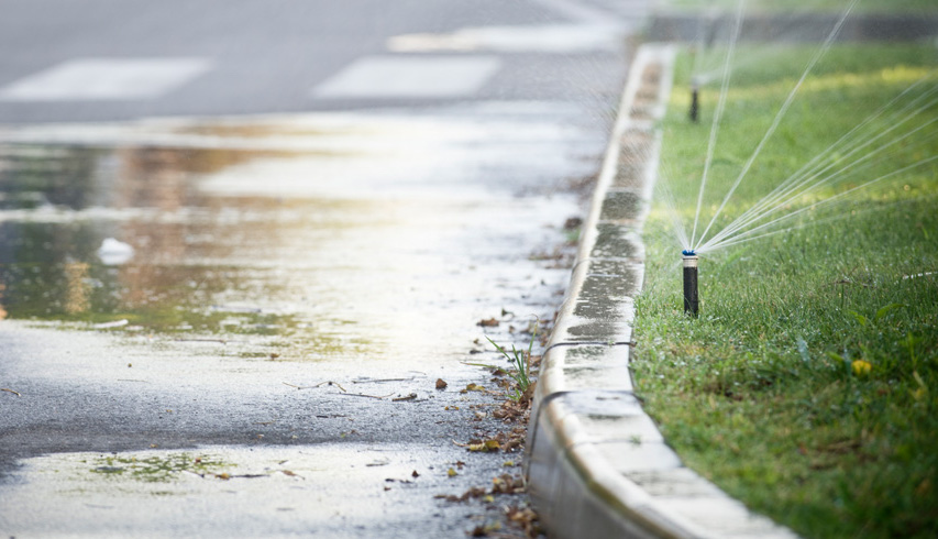 Common and inefficient sprinklers cause evaporation and runoff