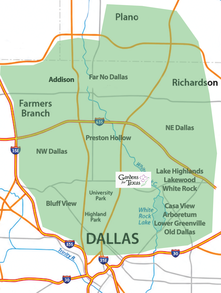 Dallas TX Landscape Design and Installation GFT Service Map