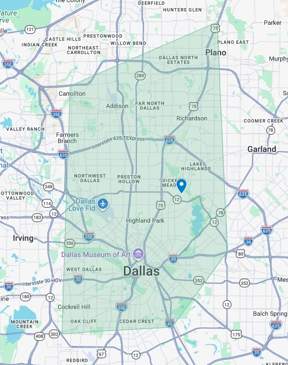 Gardens for Texas Service Area Map
